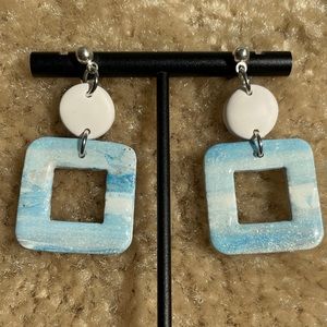Handmade coastal polymer clay dangly earrings